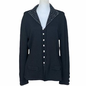 Neiman Marcus  Santana knit black blazer with rhinestone buttons size L